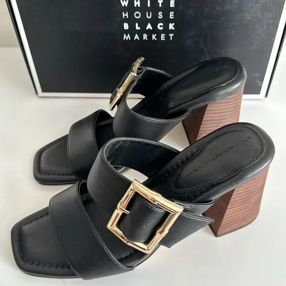 NWT WHBM Bamboo Buckle Mid-Heel Sandal Size 8 - Picture 4 of 10